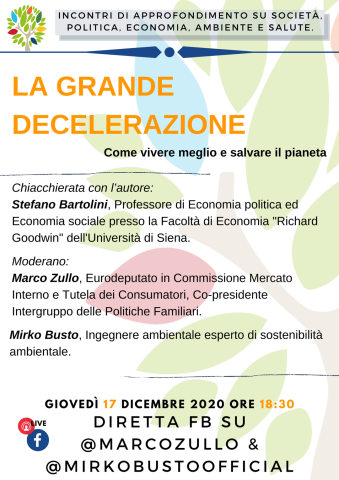 Locandina di La Grande Decelerazione con Stefano Bartolini