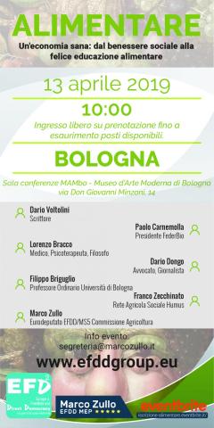 Locandina evento ALIMENTARE del 13 aprile 2019