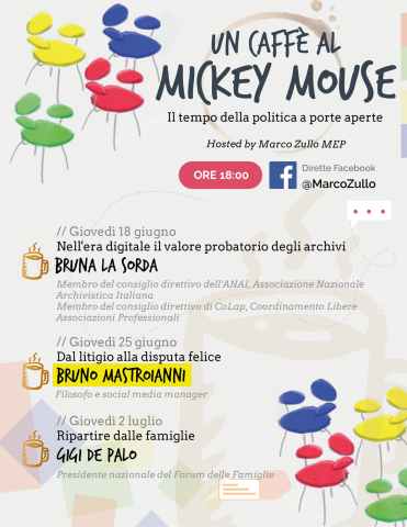 Locandina Un Caffè al Mickey Mouse con Bruno Mastroianni del 25 giugno 2020