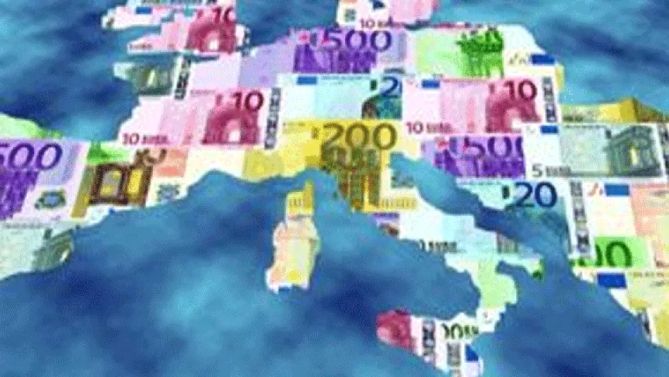 Mappa dell'europea ricostruita con delle banconote