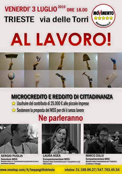 Agorà5stelle - AL LAVORO! coi Portavoce M5S Sergio Puglia, Laura Agea e Marco Zullo @ Trieste | Friuli-Venezia Giulia | Italia