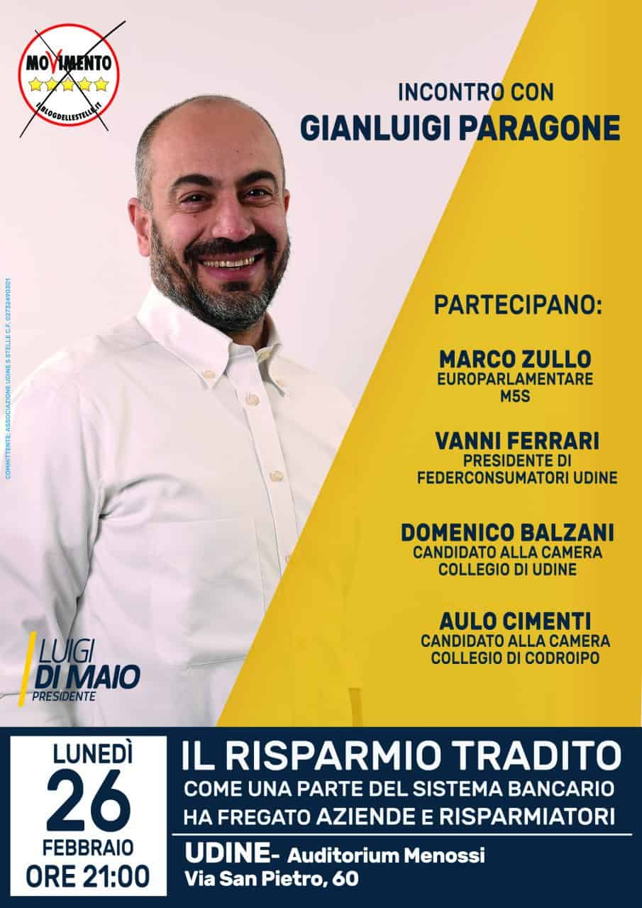 "Il risparmio tradito" a Udine con Gianluigi Paragone!