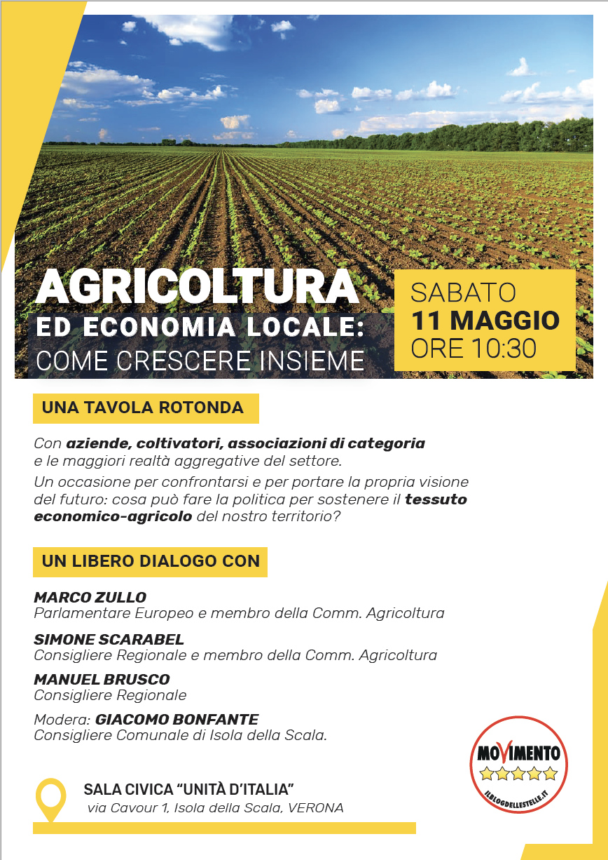 Agricoltura ed economia locale: come crescere insieme @ Sala Civica "Unità d'Italia"